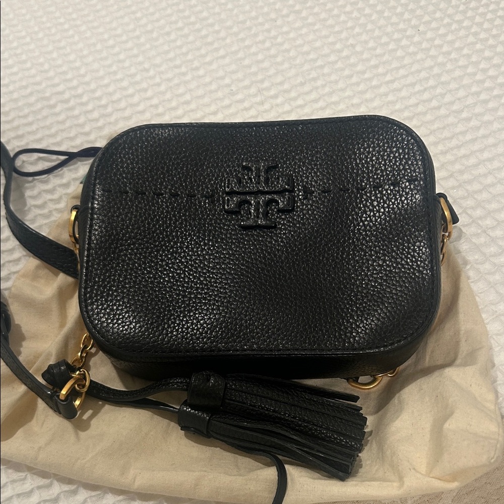 Tory Burch Black Pebbled Leather Crossbody Bag